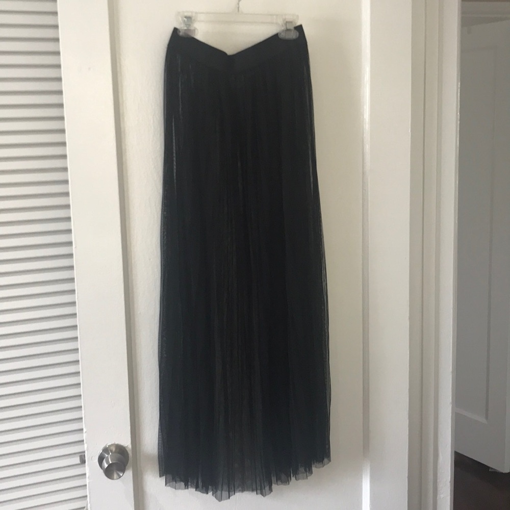 Sheer black full-length skirt w/elastic waistband
